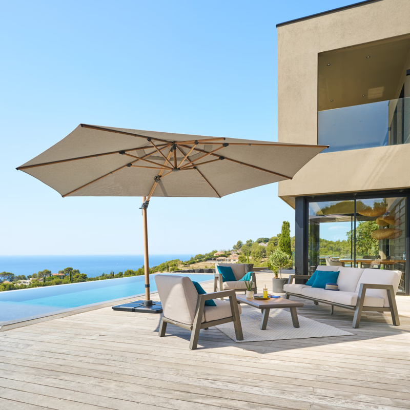 Parasol déporté TIKEO Platine