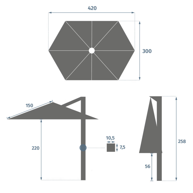Parasol déporté TIKEO Platine – Image 6